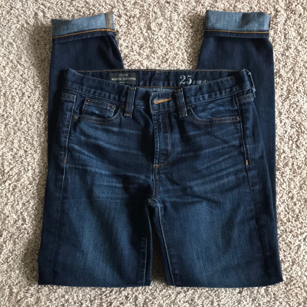 J. Crew midrise Toothpick skinny jeans jeggings 25